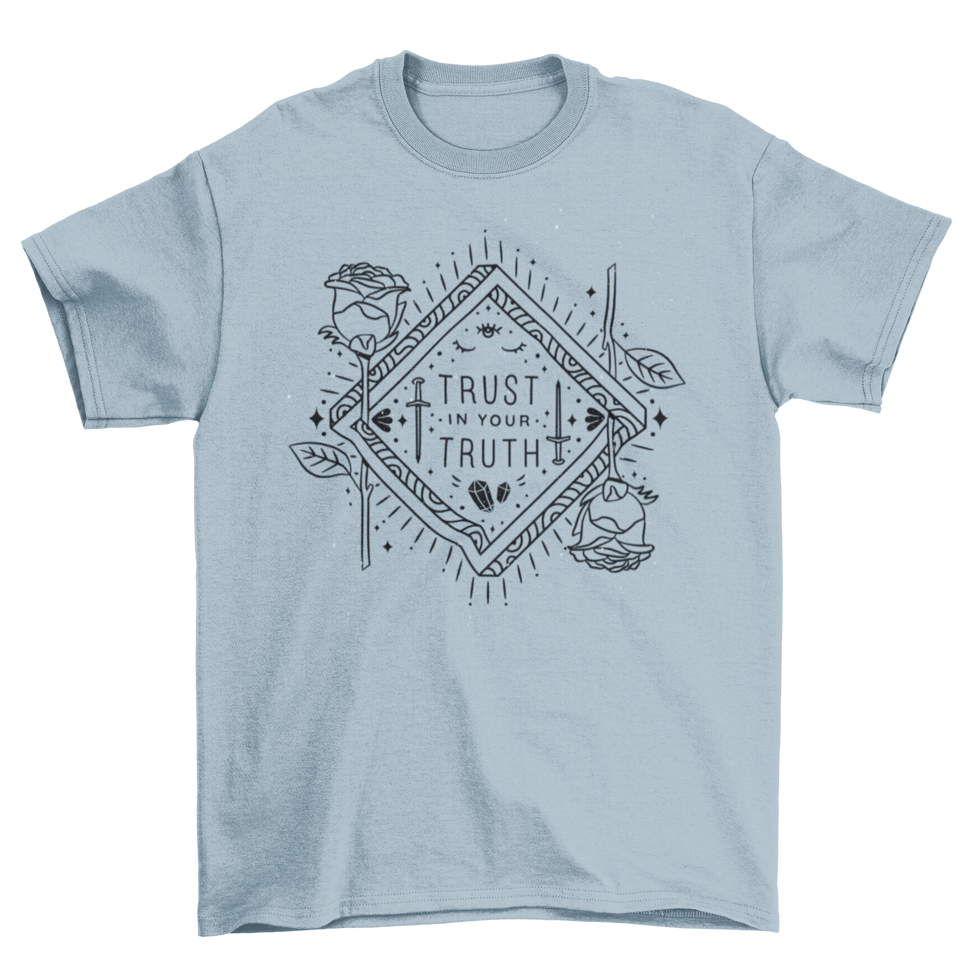 A stylish t-shirt featuring the motivational quote 'Trust in your truth' in bold lettering, perfect for casual wear.