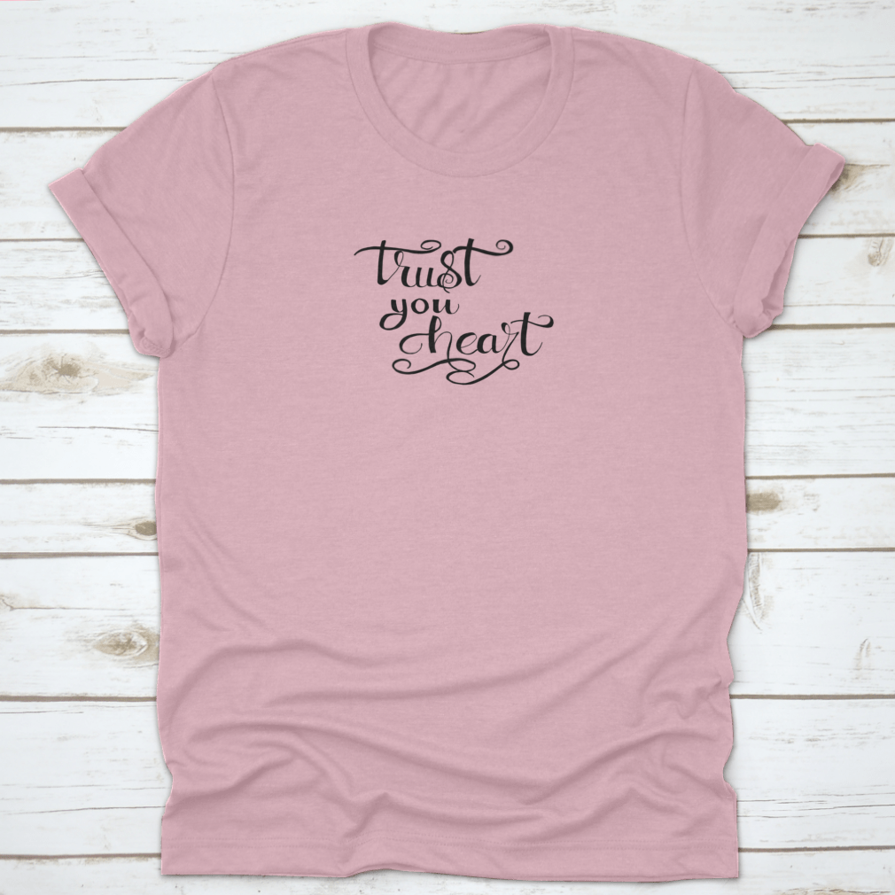 Trust You Heart Inscription featuring hand-drawn brush calligraphy on a soft cotton fabric, showcasing modern ink artistry.