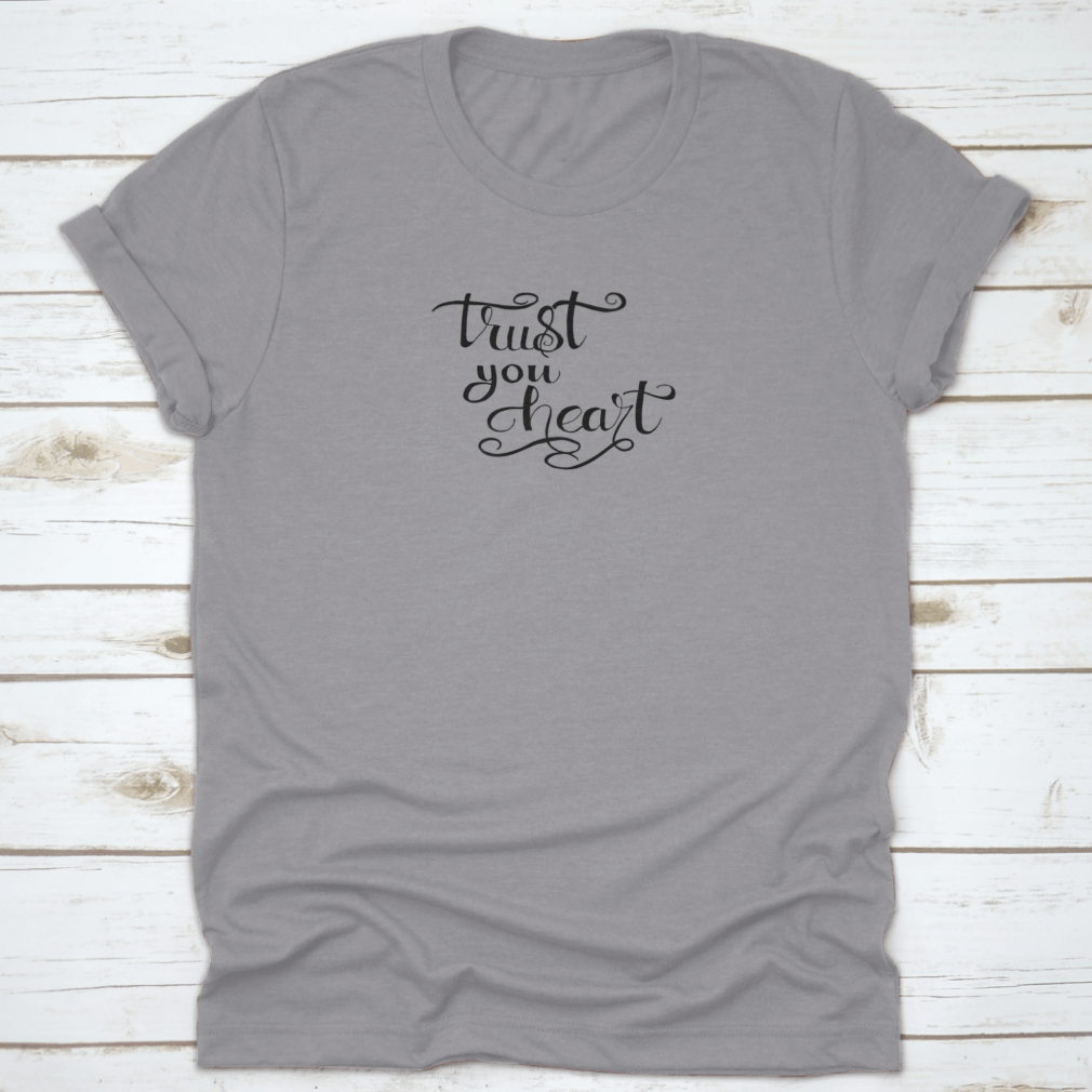 Trust You Heart Inscription featuring hand-drawn brush calligraphy on a soft cotton fabric, showcasing modern ink artistry.