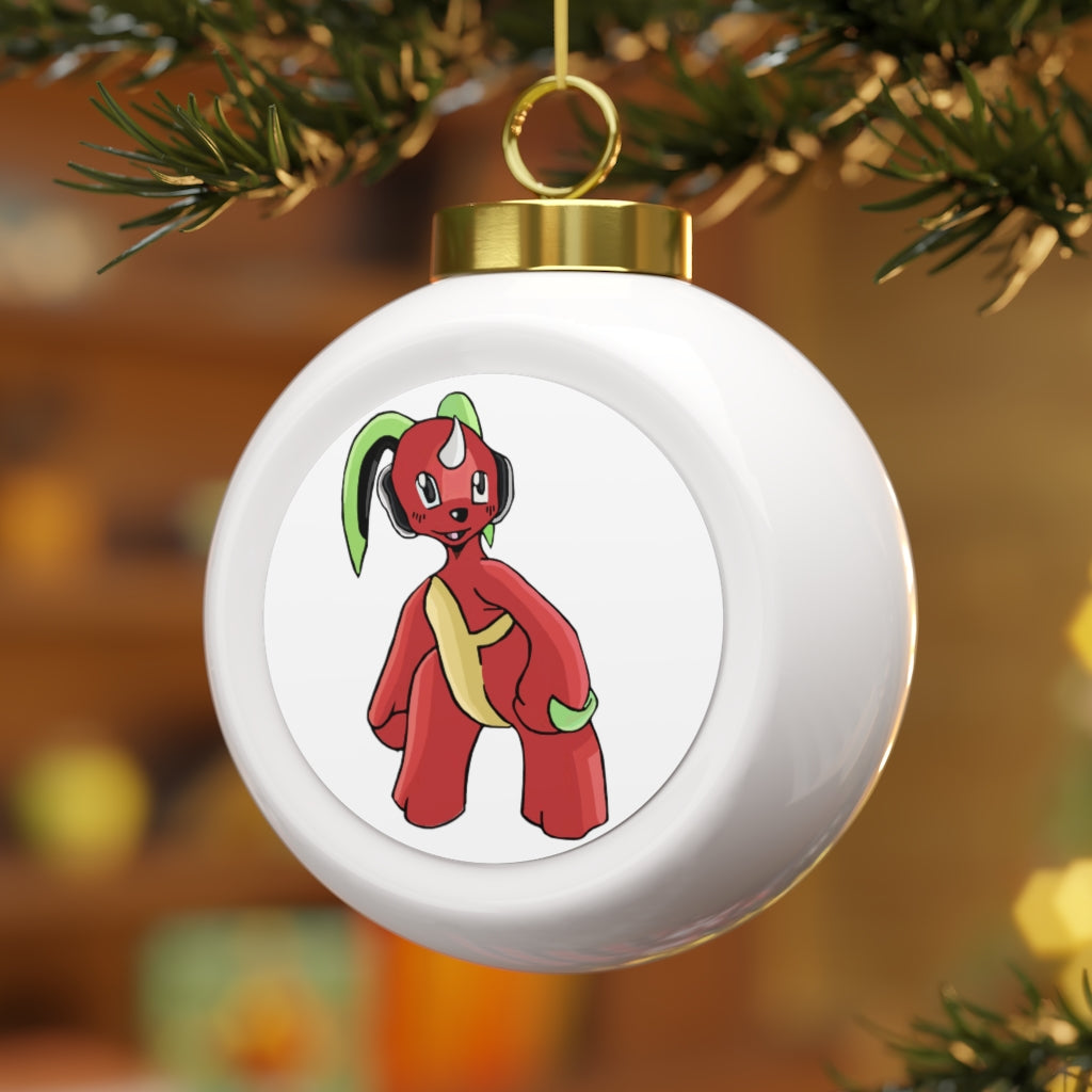 Tsosti Christmas Ball Ornament with glossy finish and gold ribbon, featuring a vintage design and custom metal insert.