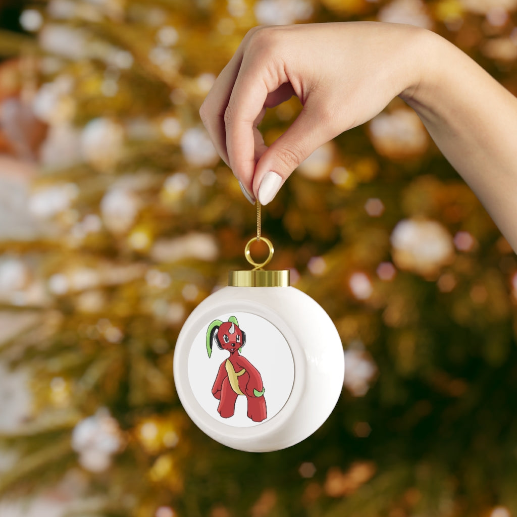 Tsosti Christmas Ball Ornament with glossy finish and gold ribbon, featuring a vintage design and custom metal insert.