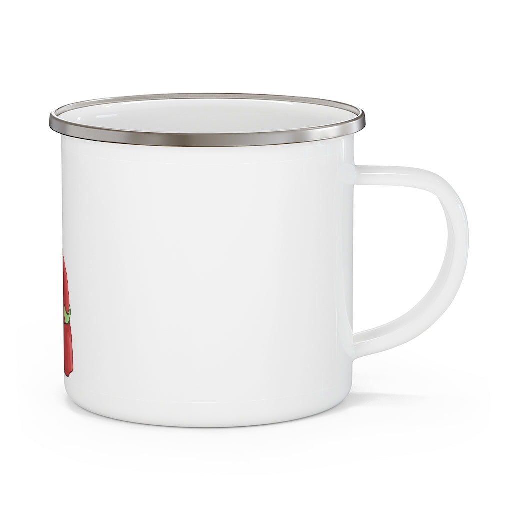 Tsosti Enamel Camping Mug with a stylish design, featuring a C-handle and rounded corners, perfect for outdoor adventures.