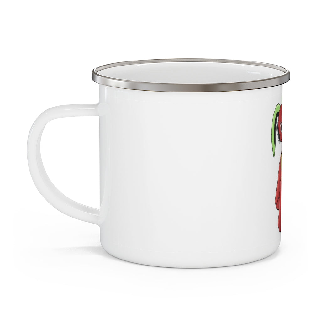 Tsosti Enamel Camping Mug with a stylish design, featuring a C-handle and rounded corners, perfect for outdoor adventures.