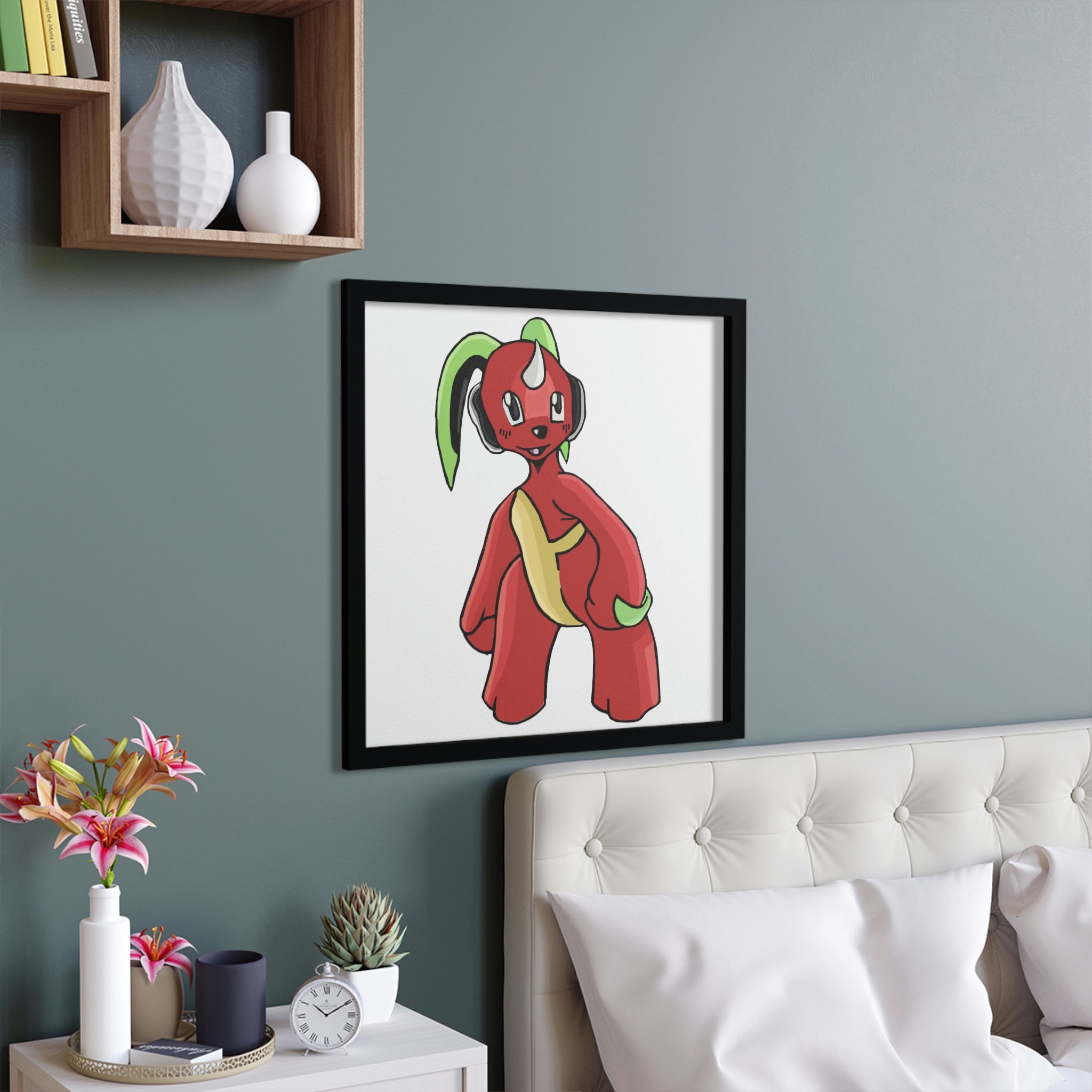 Tsosti Framed Poster featuring a hand-crafted wooden frame and vibrant artwork, perfect for home decor.