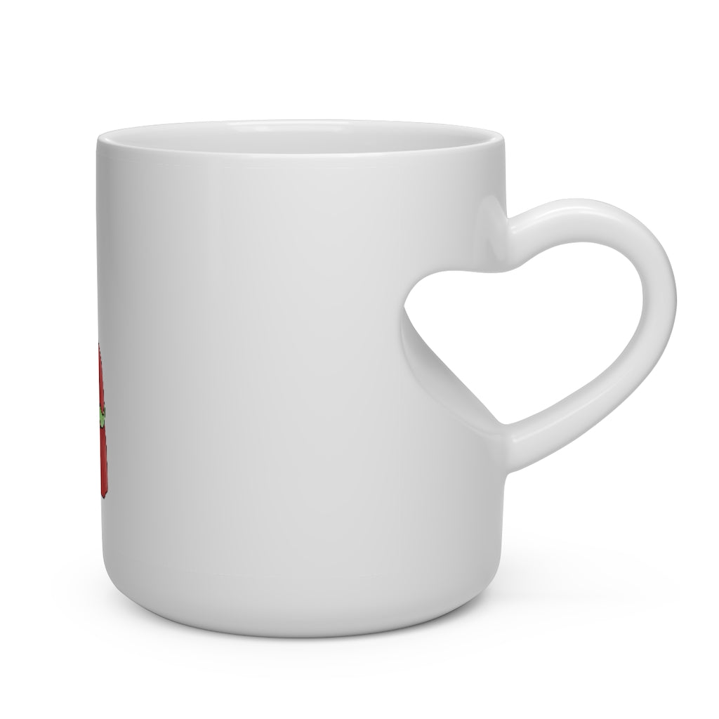 Tsosti Heart Shape Mug in white ceramic with a heart-shaped handle, perfect for hot beverages.