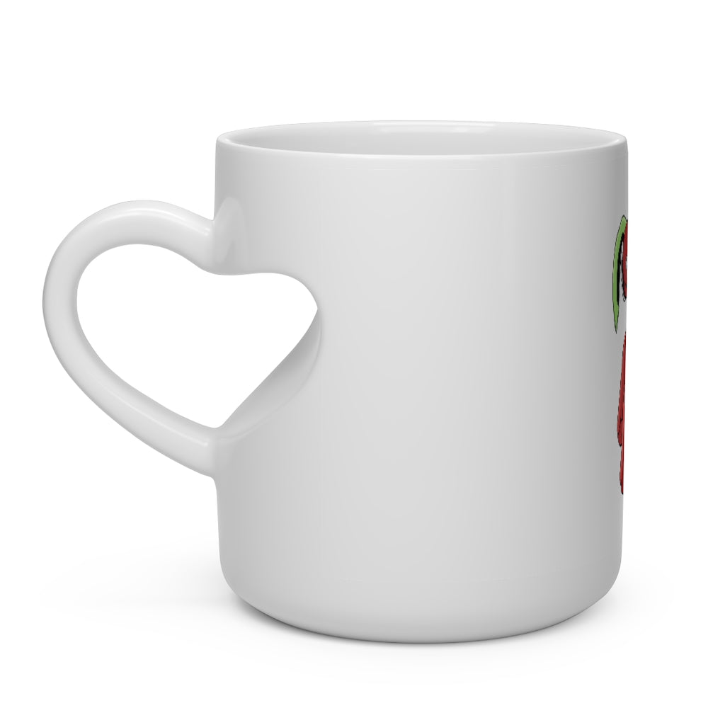 Tsosti Heart Shape Mug in white ceramic with a heart-shaped handle, perfect for hot beverages.