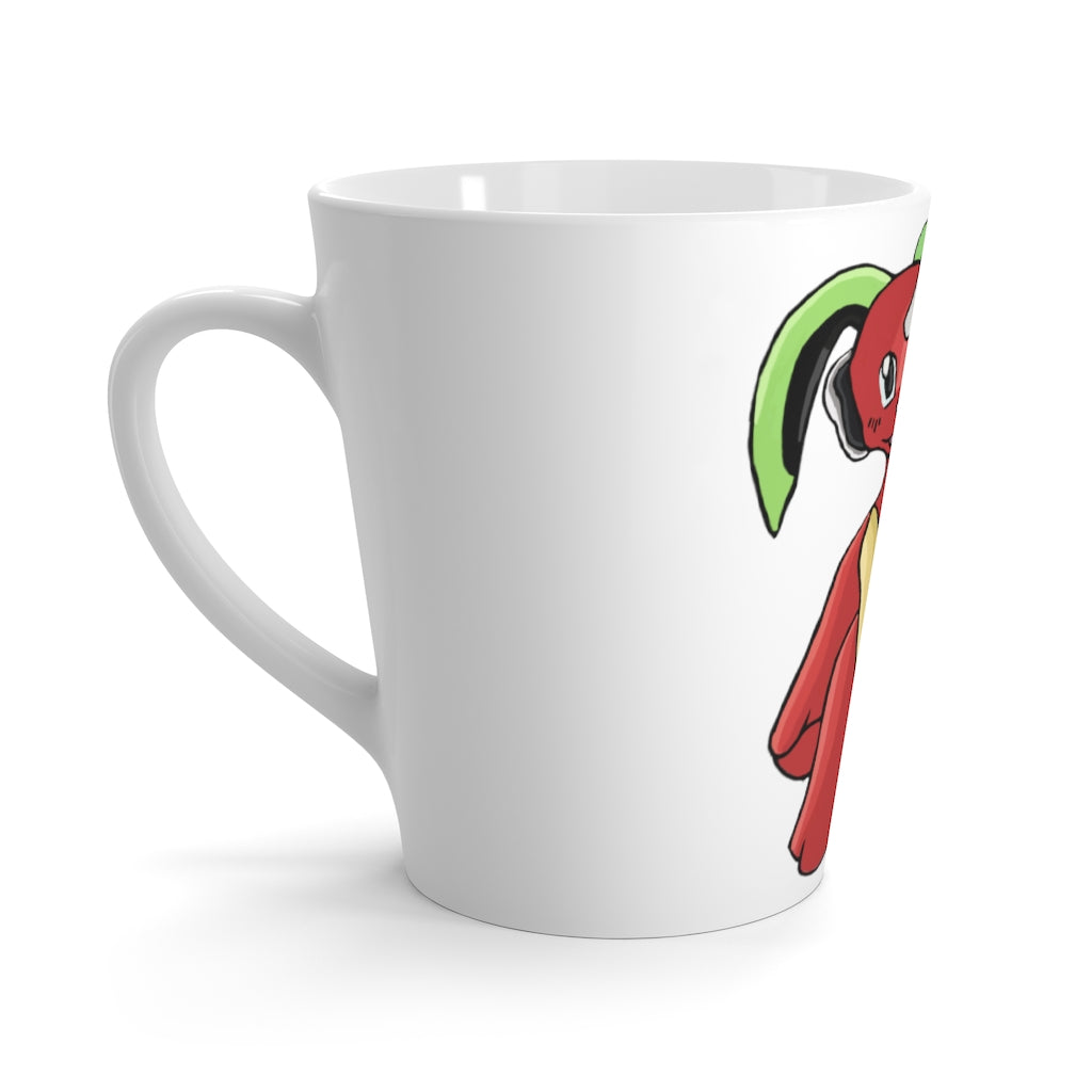 Tsosti Latte Mug in white ceramic with rounded corners and C-handle, showcasing high-quality sublimation printing.