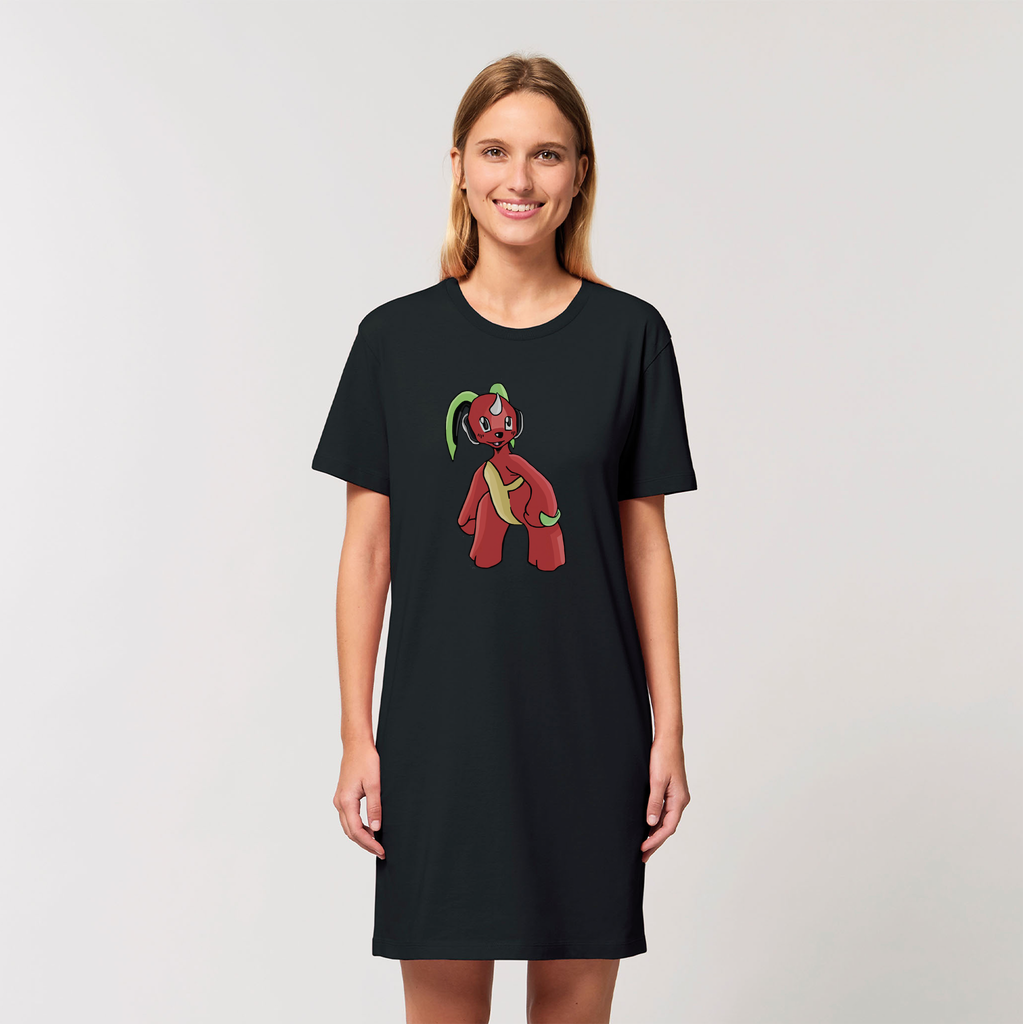 Tsosti Organic T-Shirt Dress made from 100% organic cotton, featuring a stylish set-in sleeve design and soft-hand feel.