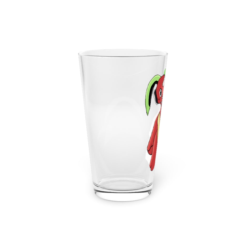 Tsosti Pint Glass, 16oz, clear glass with custom printed design, perfect for beverages.