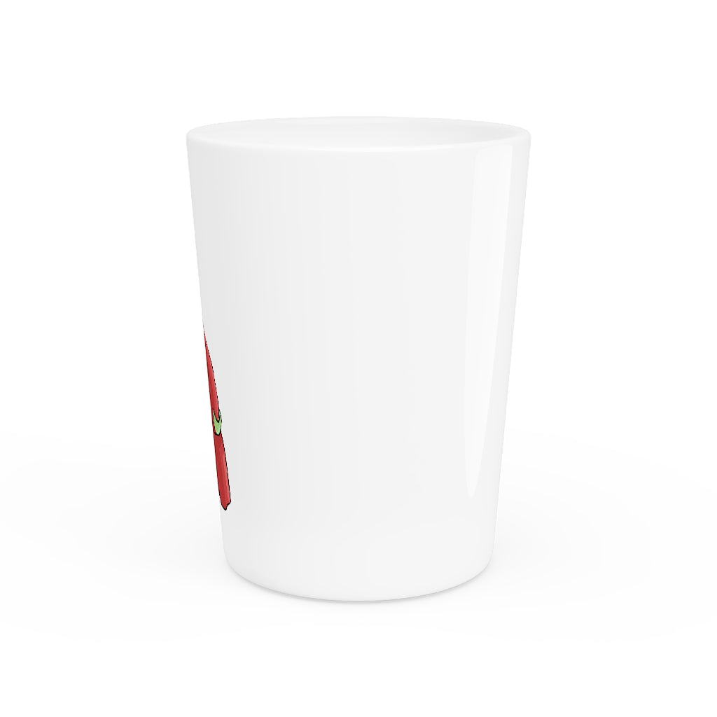 A personalized Tsosti Shot Glass with a white ceramic finish, showcasing its elegant design and customizable features.