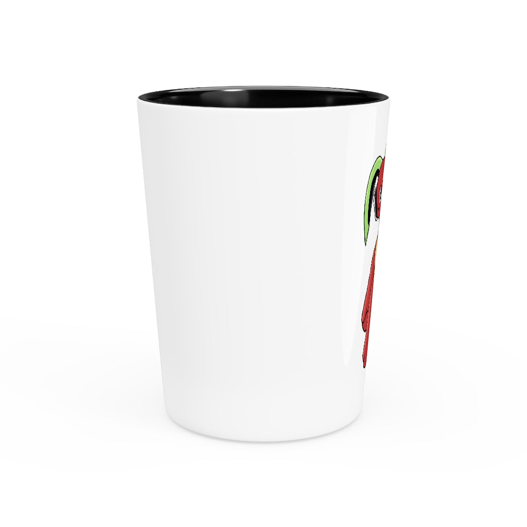 A personalized Tsosti Shot Glass with a white ceramic finish, showcasing its elegant design and customizable features.