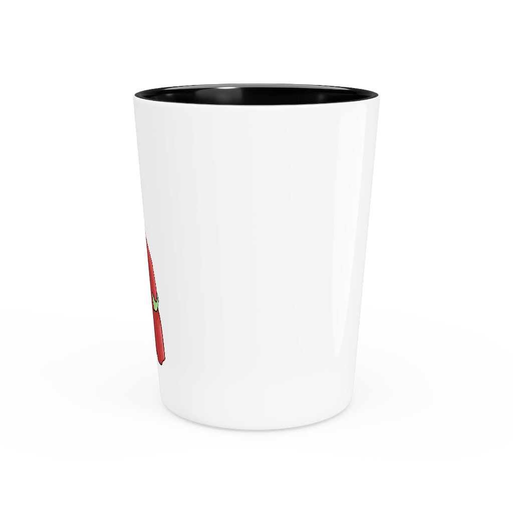 A personalized Tsosti Shot Glass with a white ceramic finish, showcasing its elegant design and customizable features.