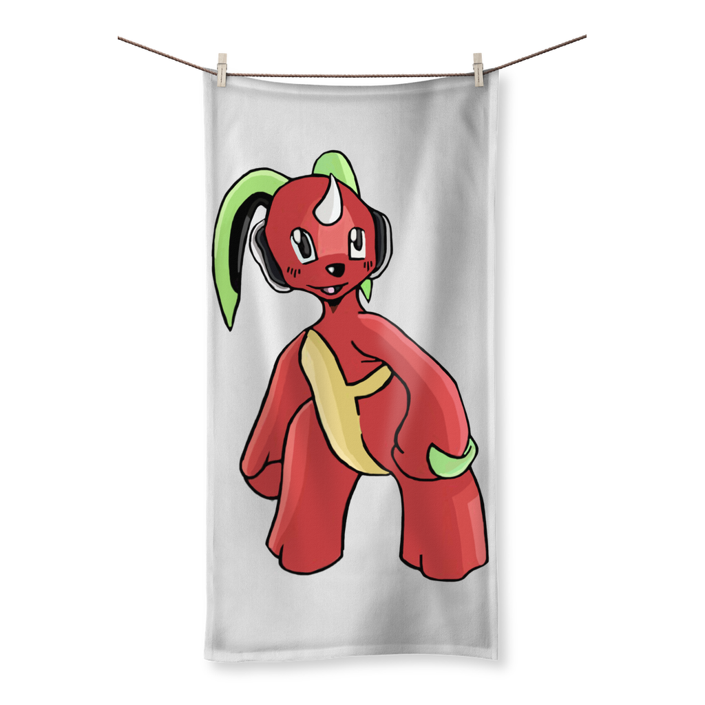 Tsosti Sublimation All Over Towel showcasing vibrant prints on one side and soft cotton backing on the other, available in various sizes.