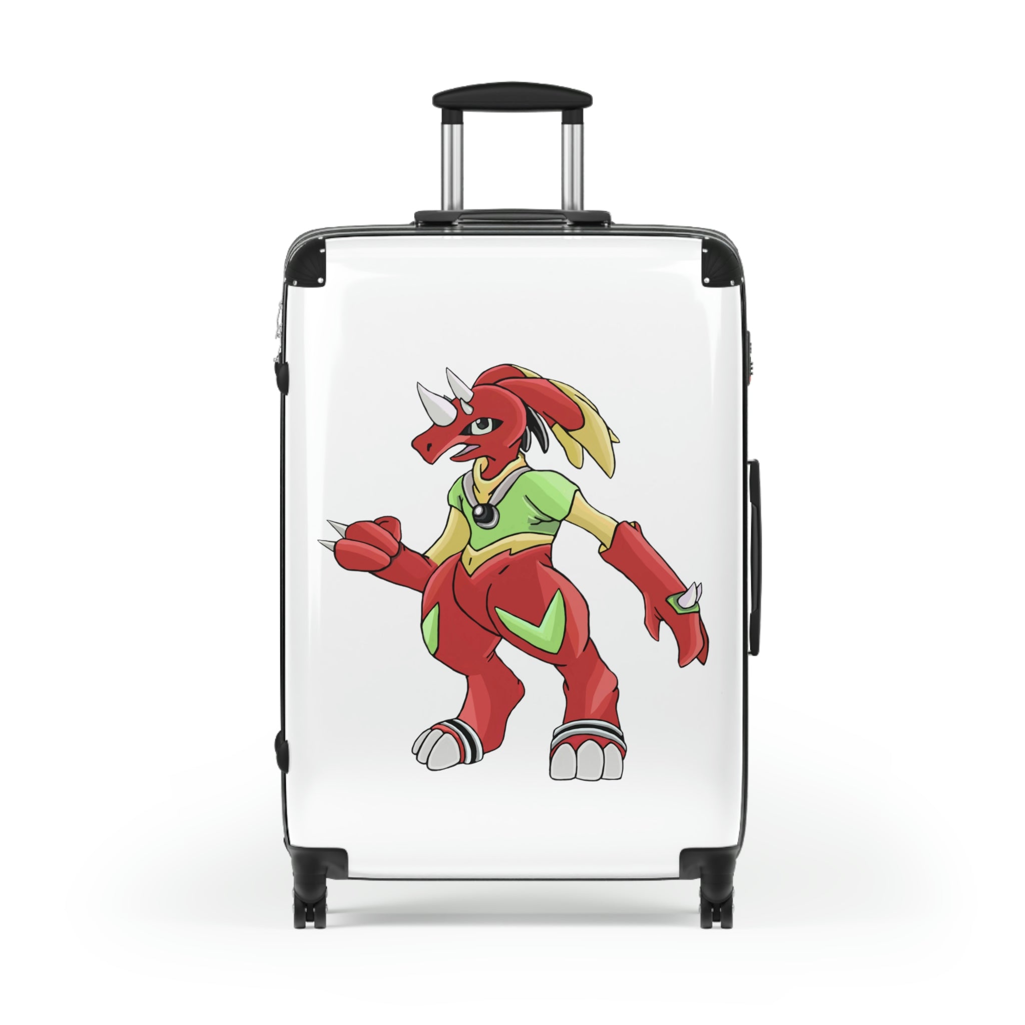 Tsostibird Cabin Suitcase featuring a personalized design, lightweight polycarbonate front, and ABS back, with adjustable handle and 360° swivel wheels.