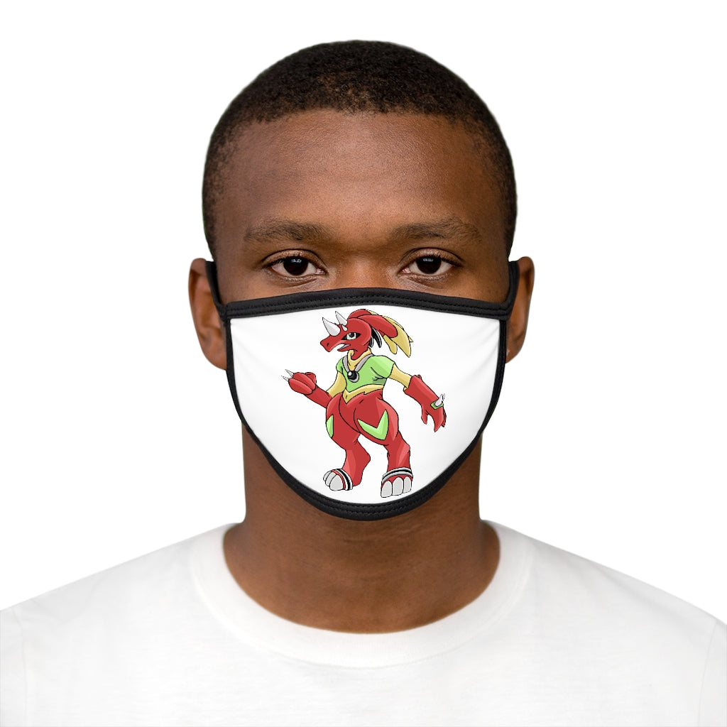 Tsostibird Mixed-Fabric Face Mask featuring a black outer edge and earloops, made from polyester and cotton for comfort and style.