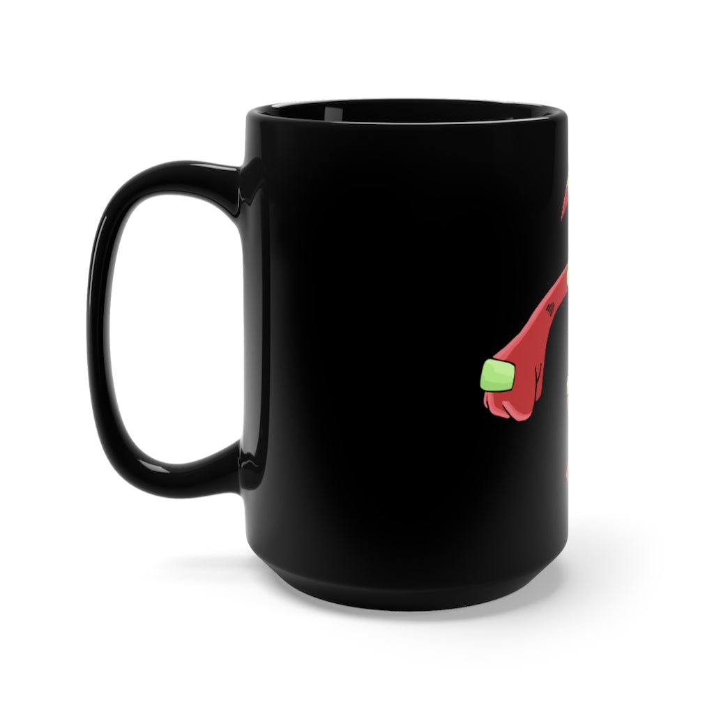 Tsostichan Black Mug 15oz featuring a sleek black ceramic design with rounded corners and a comfortable C-handle.