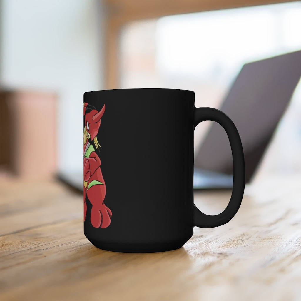 Tsostichan Black Mug 15oz featuring a sleek black ceramic design with rounded corners and a comfortable C-handle.