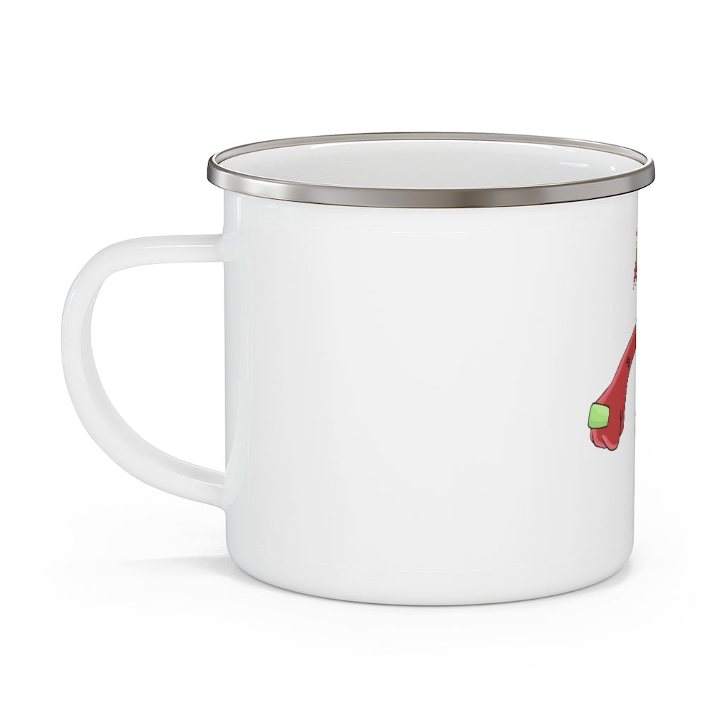 Tsostichan Enamel Camping Mug with a stylish design, featuring a C-handle and rounded corners, perfect for outdoor adventures.