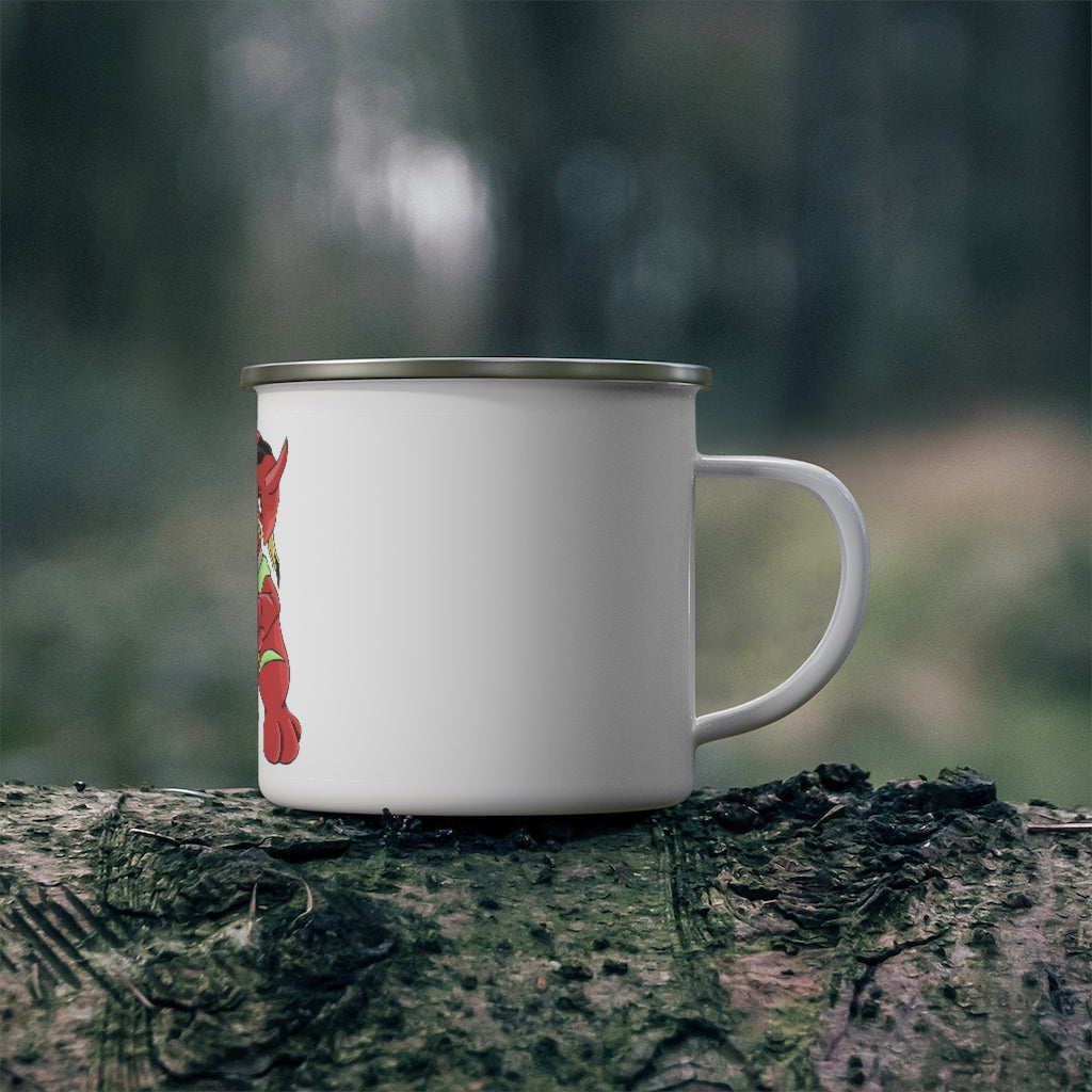 Tsostichan Enamel Camping Mug with a stylish design, featuring a C-handle and rounded corners, perfect for outdoor adventures.