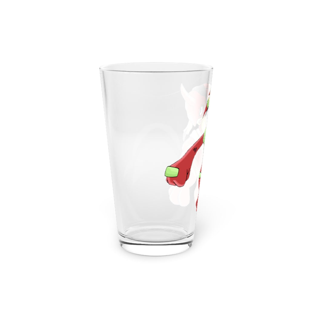 Tsostichan Pint Glass, 16oz, clear glass with custom printed design, perfect for beverages.