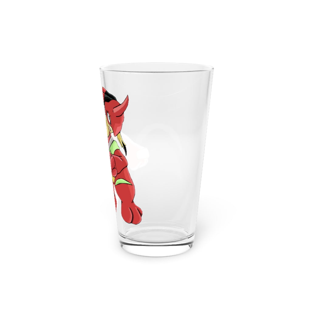 Tsostichan Pint Glass, 16oz, clear glass with custom printed design, perfect for beverages.