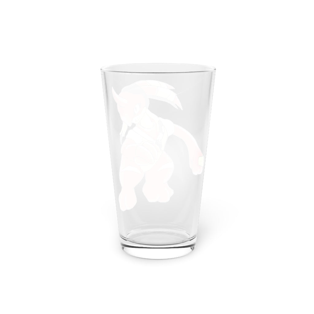 Tsostichan Pint Glass, 16oz, clear glass with custom printed design, perfect for beverages.