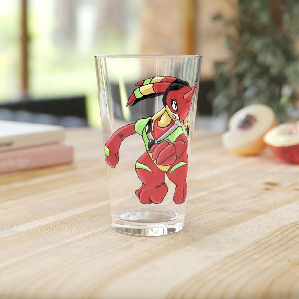 Tsostichan Pint Glass, 16oz, clear glass with custom printed design, perfect for beverages.