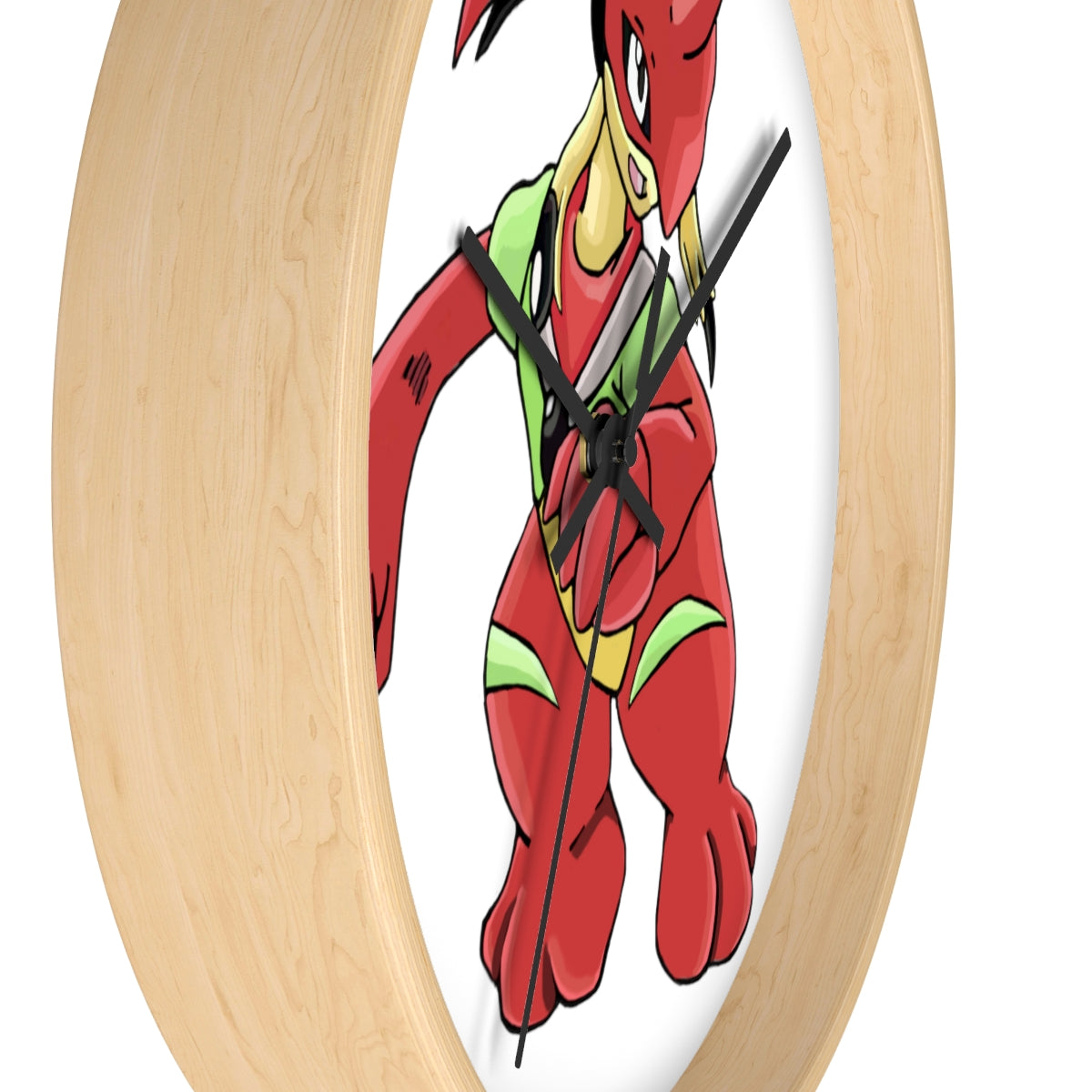 Tsostichan Wall Clock featuring a wooden frame and plexiglass face, designed for indoor use with a silent mechanism.