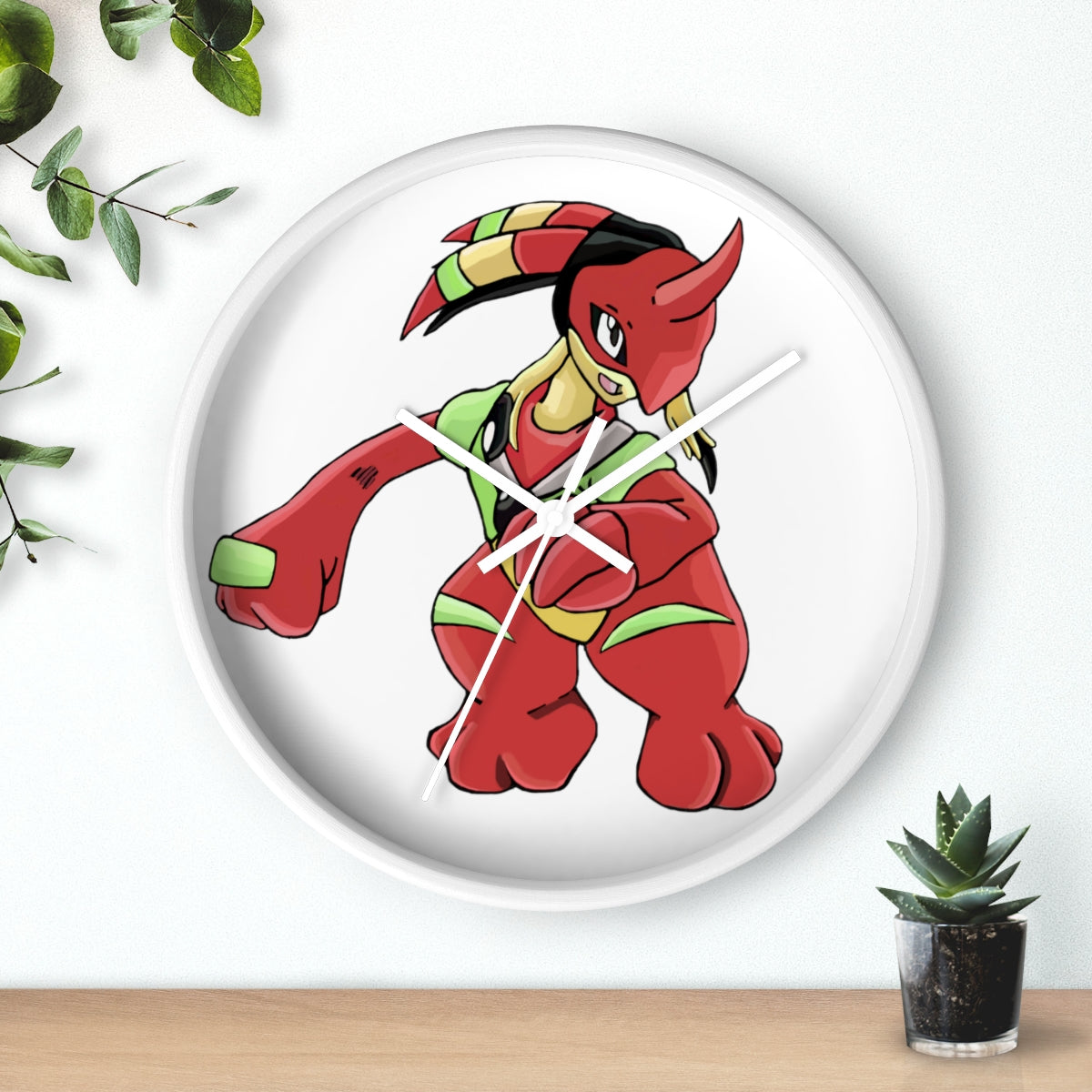 Tsostichan Wall Clock featuring a wooden frame and plexiglass face, designed for indoor use with a silent mechanism.