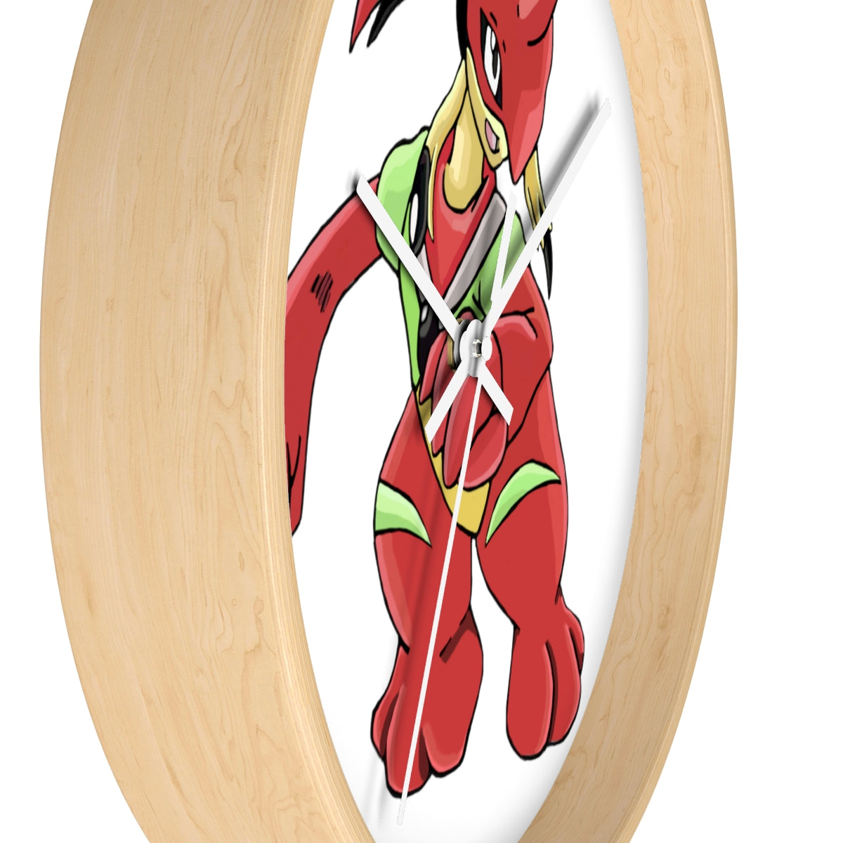 Tsostichan Wall Clock featuring a wooden frame and plexiglass face, designed for indoor use with a silent mechanism.