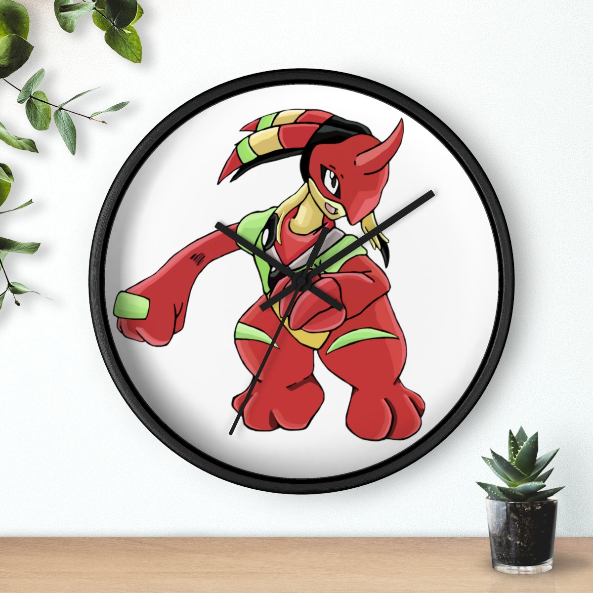 Tsostichan Wall Clock featuring a wooden frame and plexiglass face, designed for indoor use with a silent mechanism.