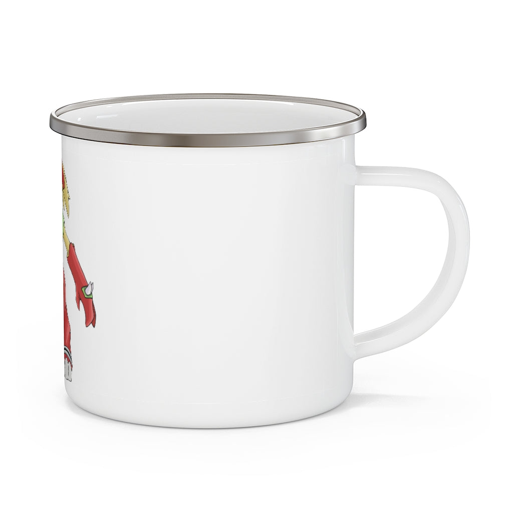 Tsostkibird Enamel Camping Mug with a stylish design, perfect for outdoor adventures and personalization.