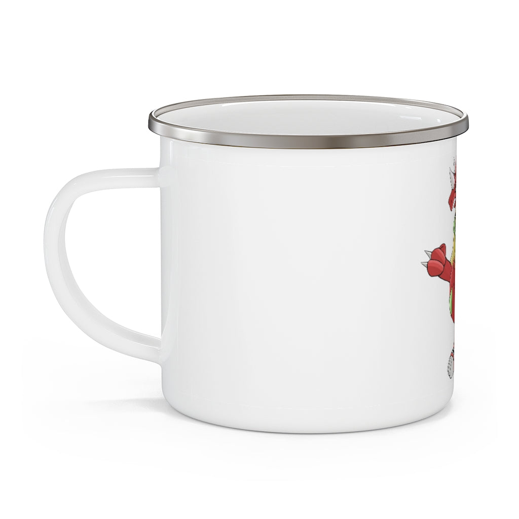 Tsostkibird Enamel Camping Mug with a stylish design, perfect for outdoor adventures and personalization.