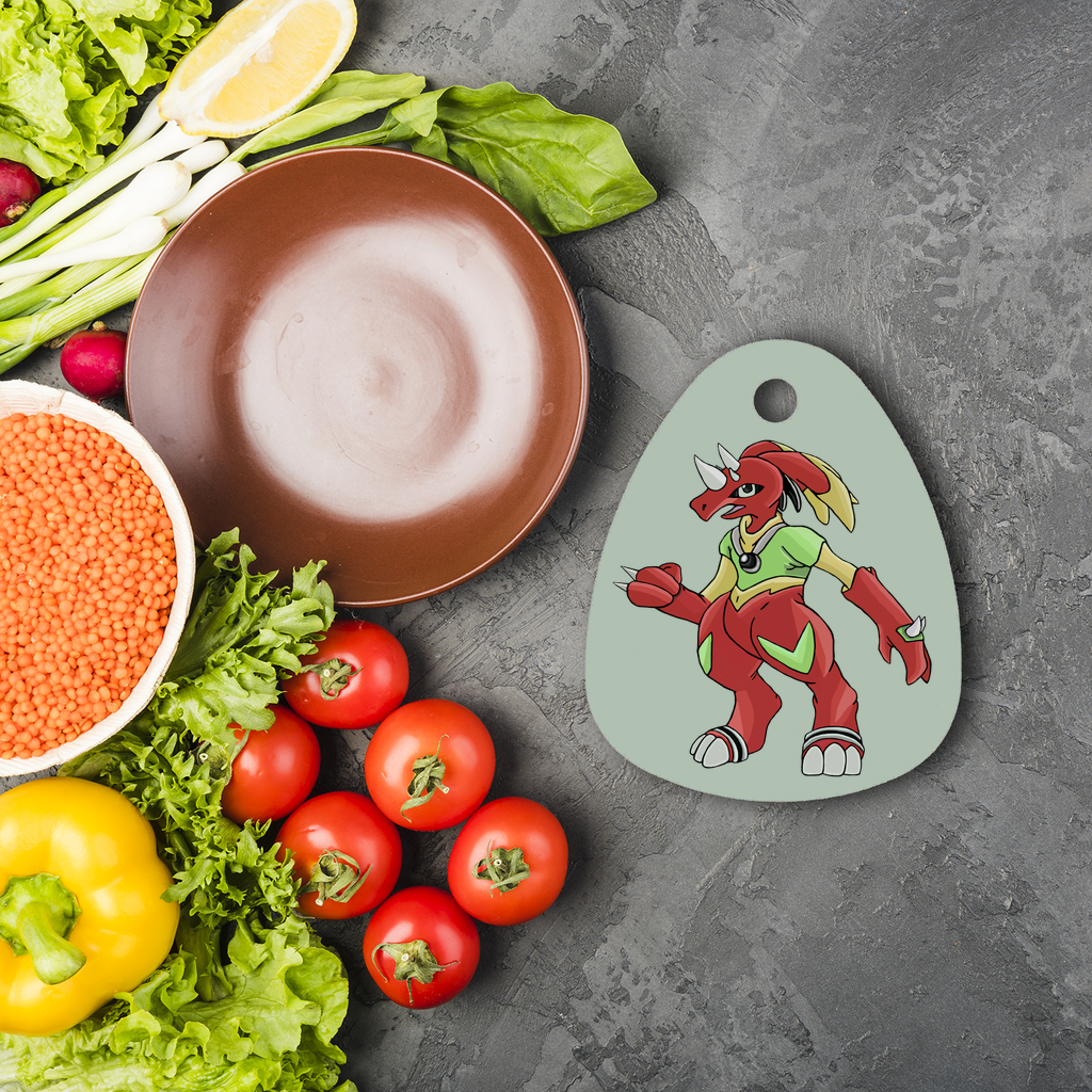 Tsostkibird Sublimation Glass Cutting Board in water droplet shape, showcasing toughened glass and customizable design.