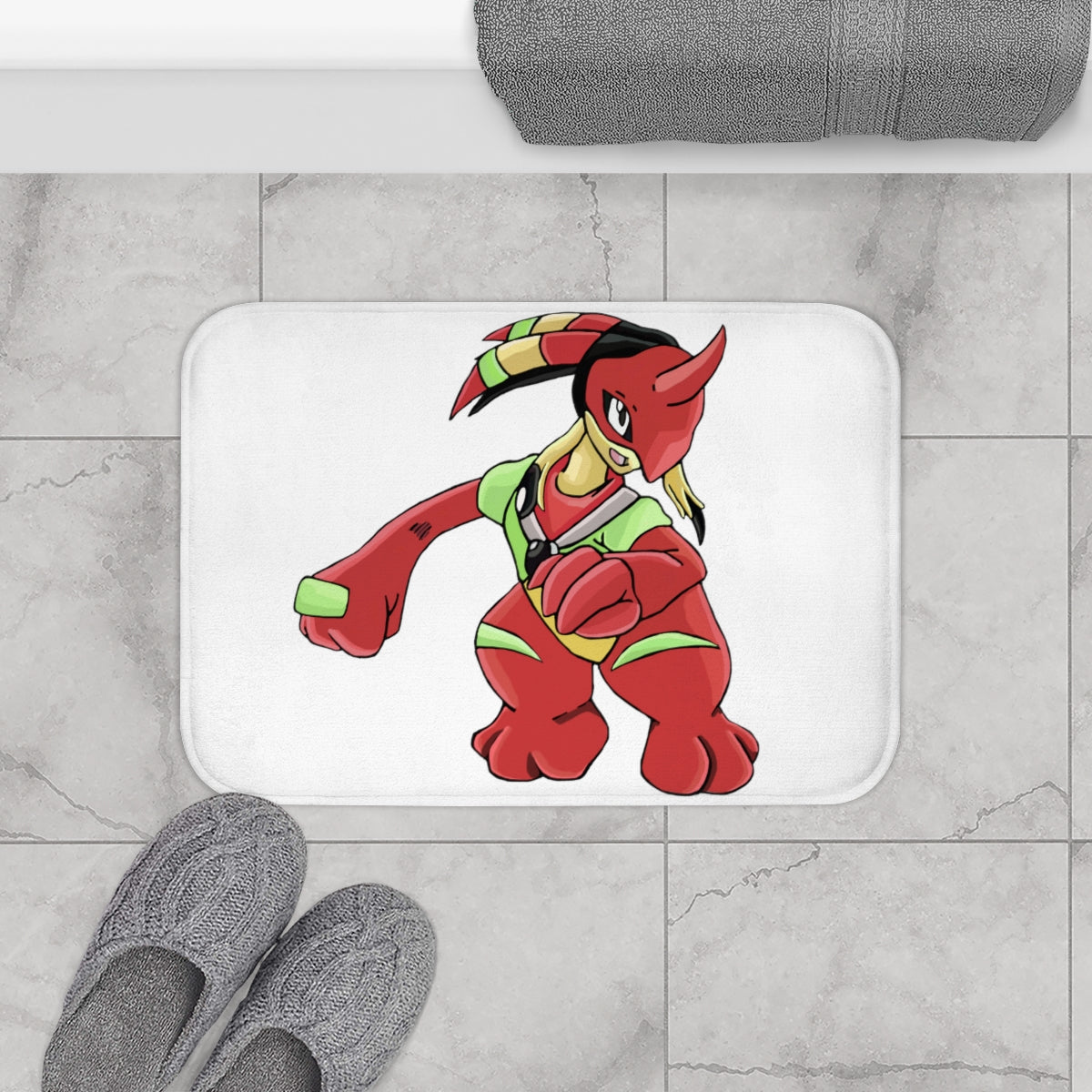 Tsostkichan Bath Mat featuring a stylish design with anti-slip backing, made from soft microfiber material.