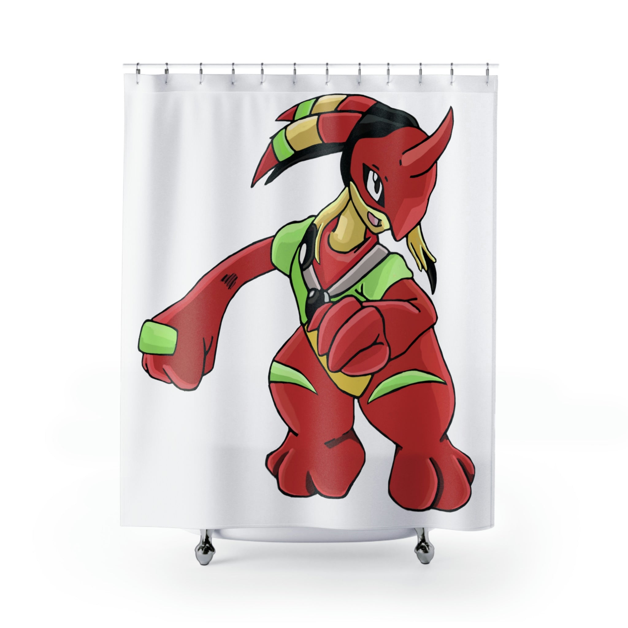 Tsostkichan Shower Curtain featuring vibrant, customizable designs made from durable polyester.