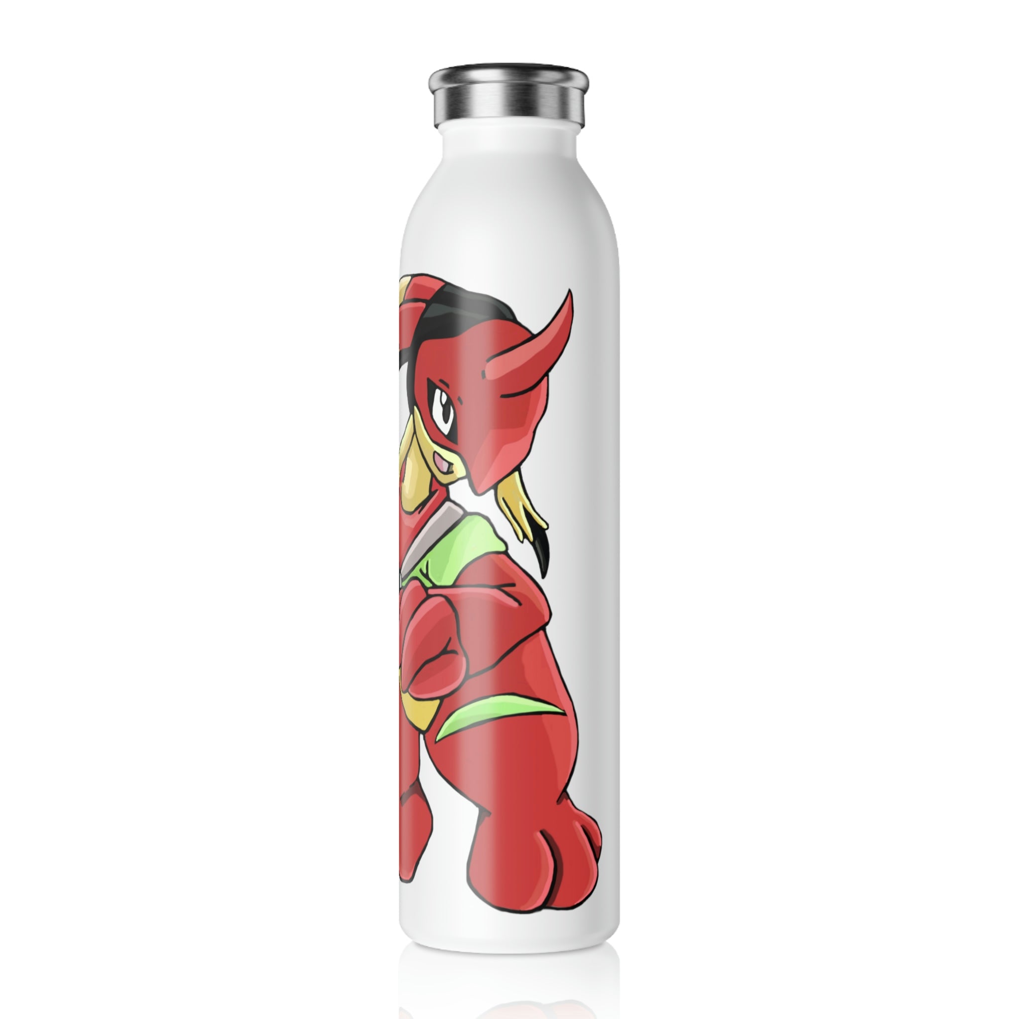 Tsostkichan Slim Water Bottle in matte finish with stylish lid, showcasing personalized designs.