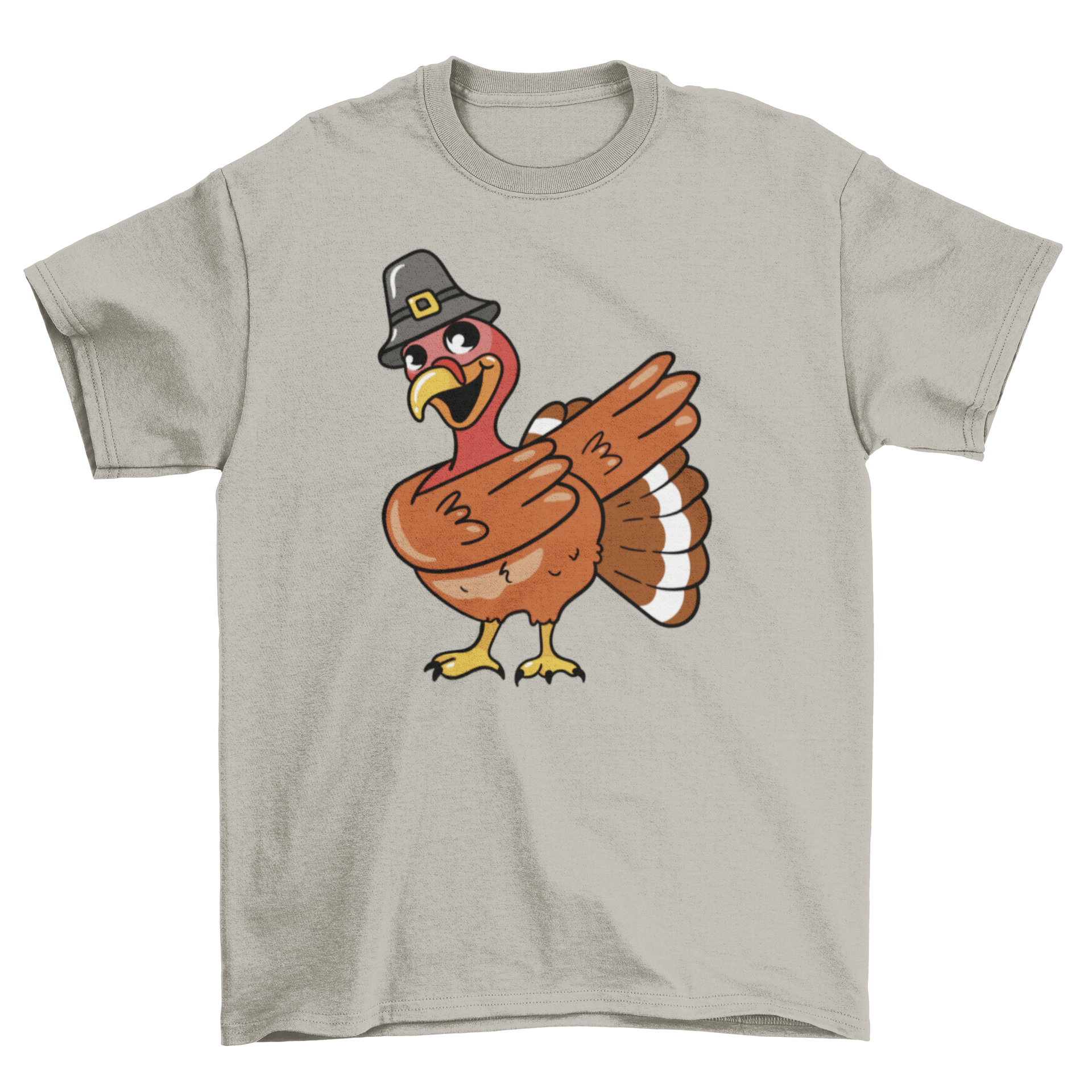 A humorous t-shirt featuring a cartoon turkey dabbing, perfect for Thanksgiving celebrations.