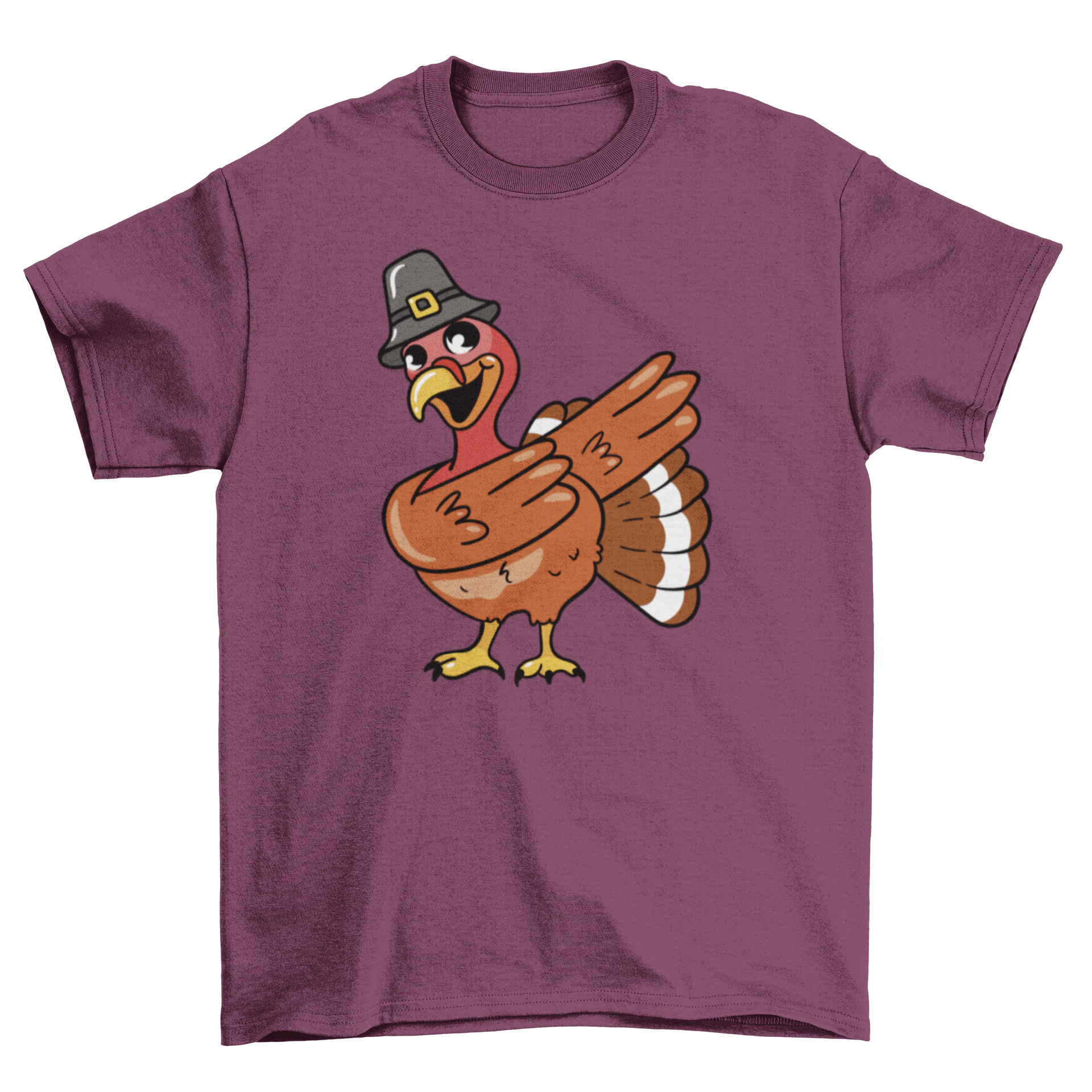 A humorous t-shirt featuring a cartoon turkey dabbing, perfect for Thanksgiving celebrations.