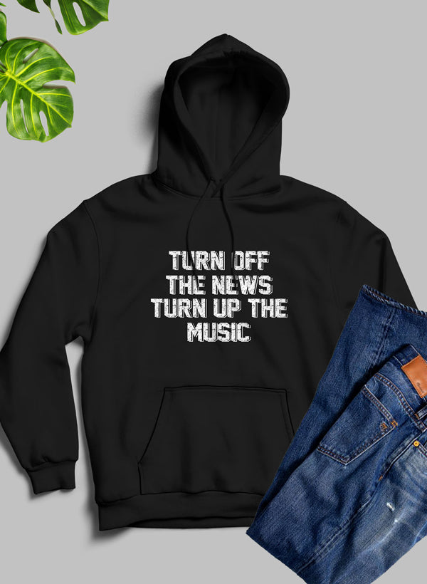 Turn Up The Music Hoodie featuring unique designs by top artists, made from cozy fleece blend material.