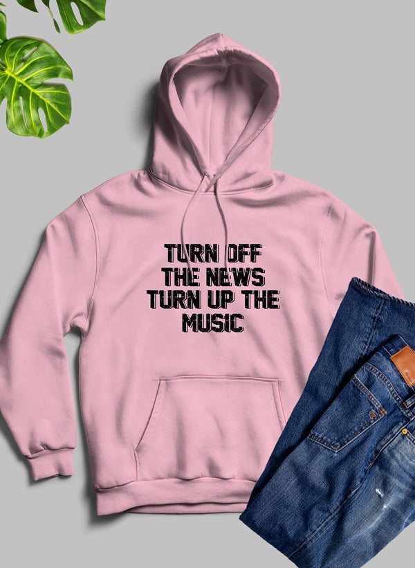 Turn Up The Music Hoodie featuring unique designs by top artists, made from cozy fleece blend material.