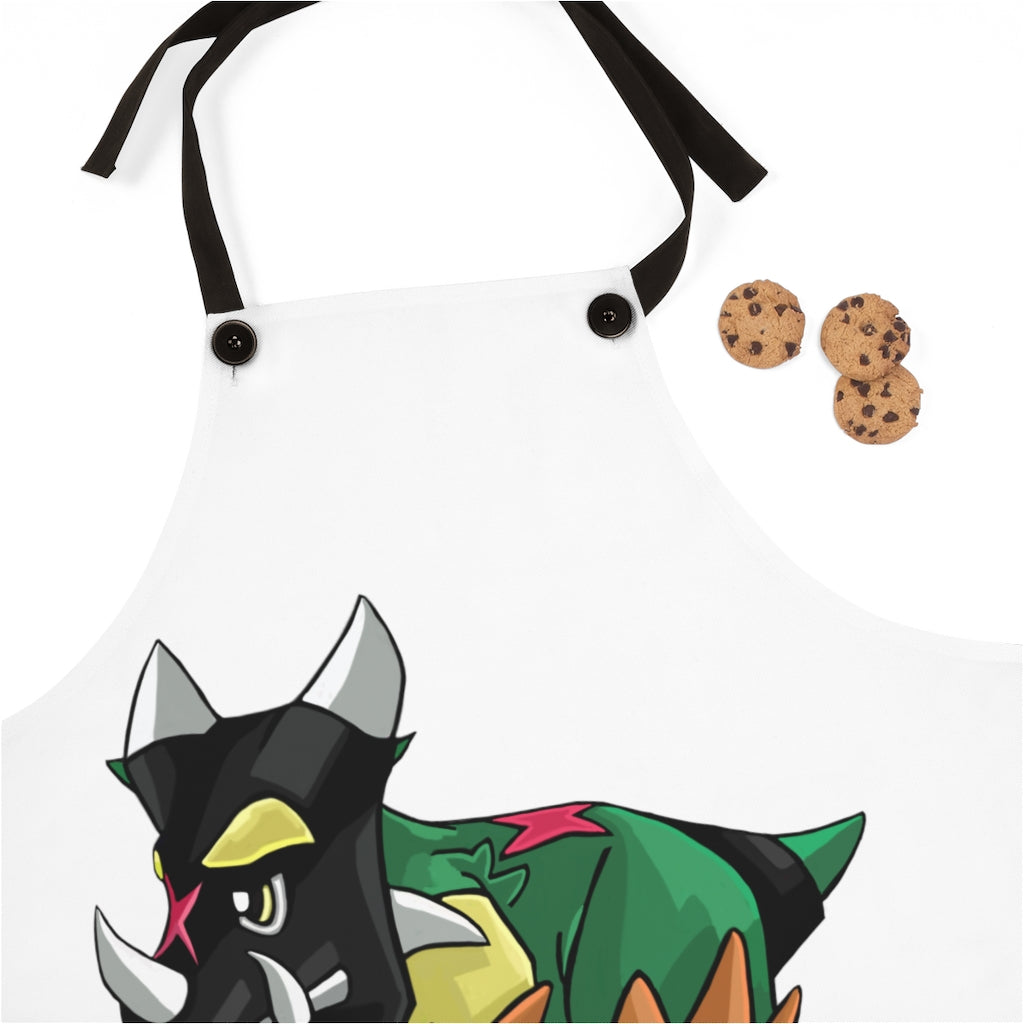 Turroxosaurus Apron featuring a stylish design with black detachable twill straps, perfect for cooking and grilling.