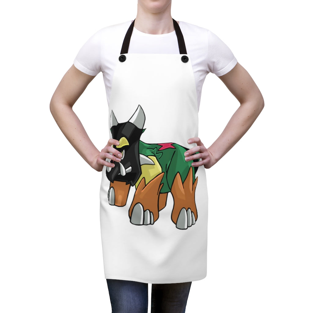 Turroxosaurus Apron featuring a stylish design with black detachable twill straps, perfect for cooking and grilling.