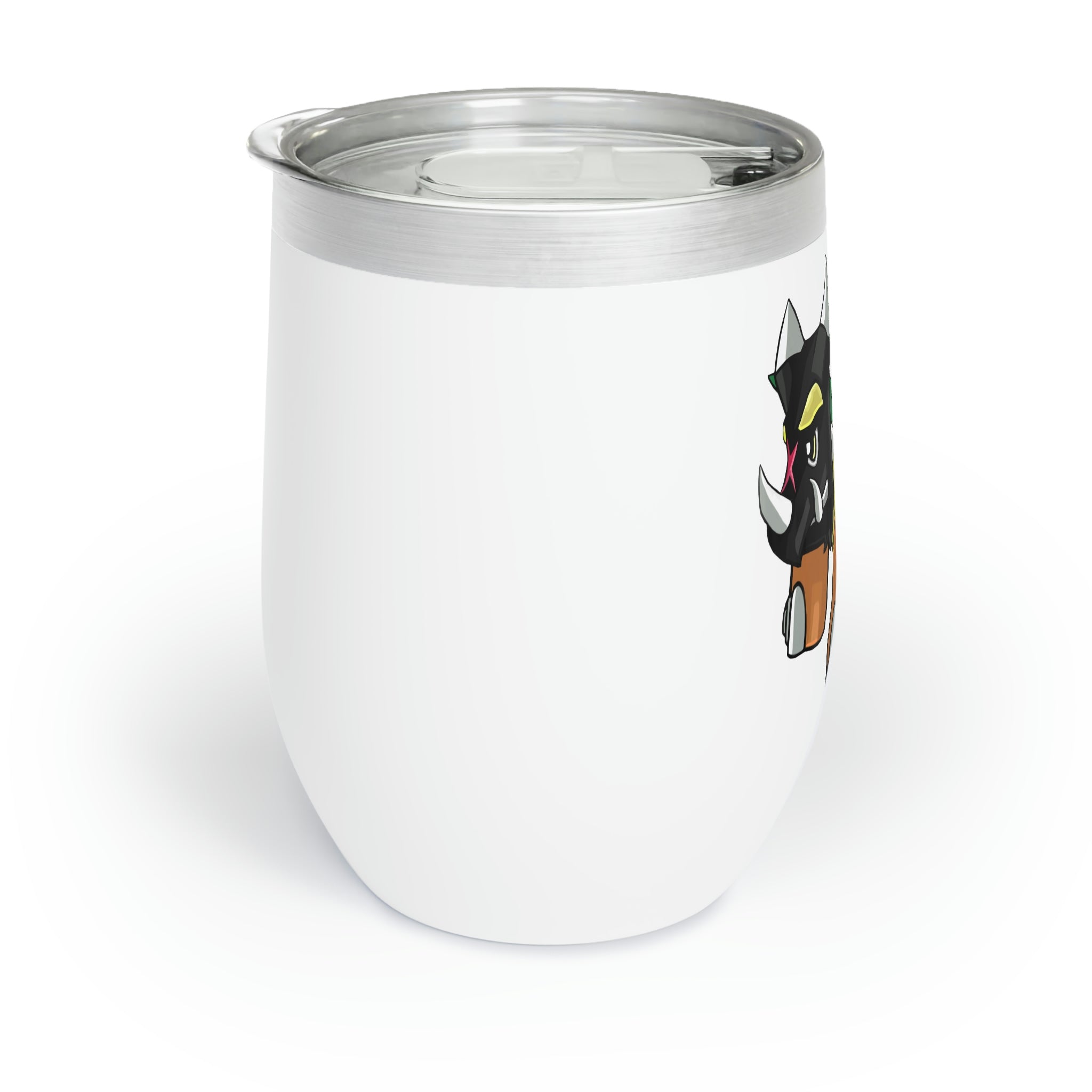 Turroxosaurus Chill Wine Tumbler in stainless steel with a customizable design, perfect for enjoying wine at the ideal temperature.