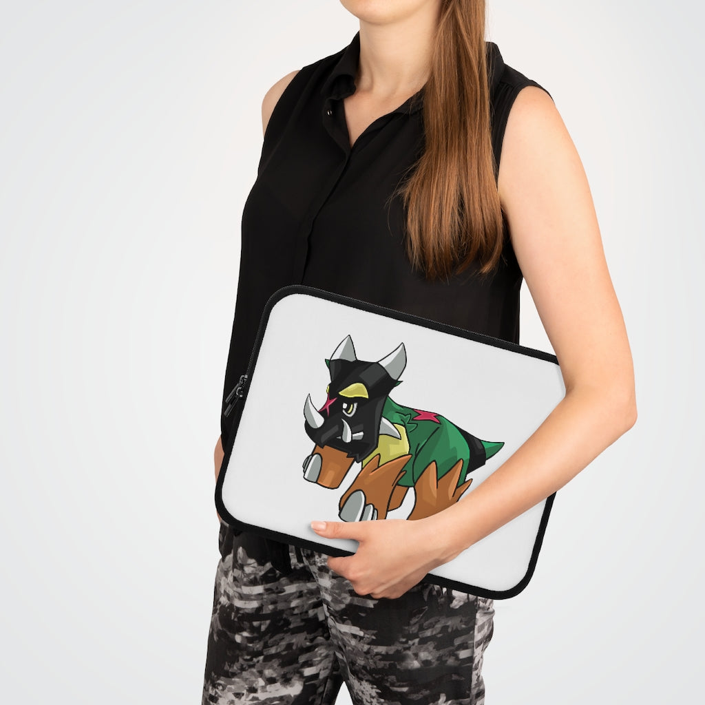 Turroxosaurus Laptop Sleeve featuring a customizable front and solid black back, designed for protection and style.