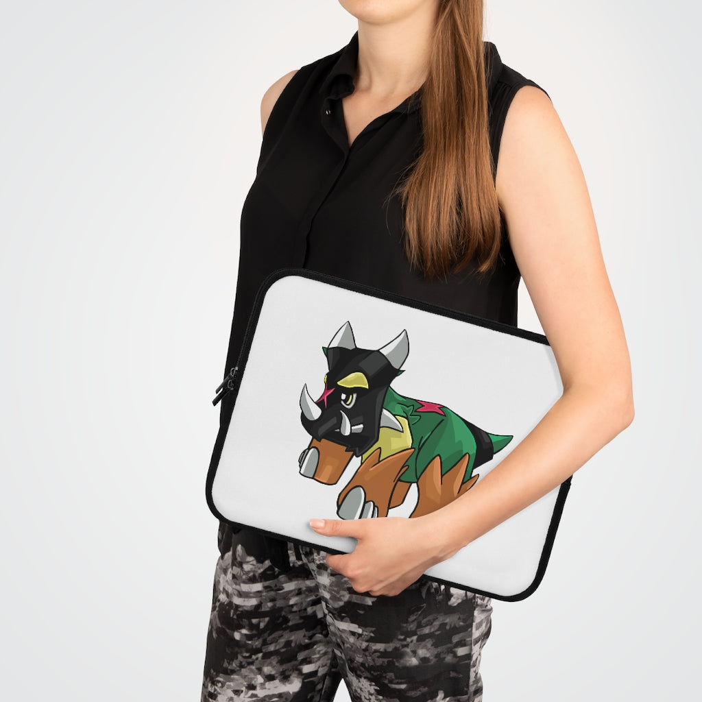 Turroxosaurus Laptop Sleeve featuring a customizable front and solid black back, designed for protection and style.