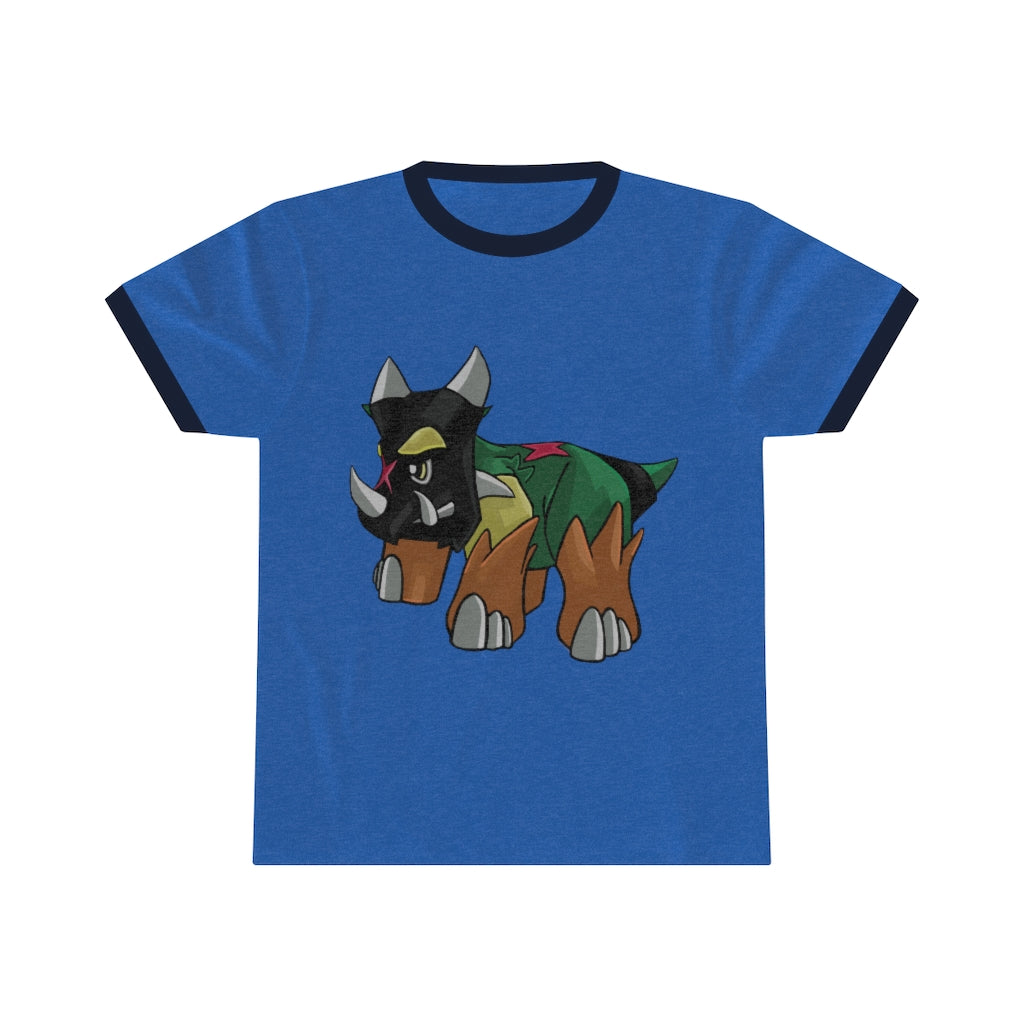 Turroxosaurus Unisex Ringer Tee in various colors, showcasing its lightweight fabric and stylish design.