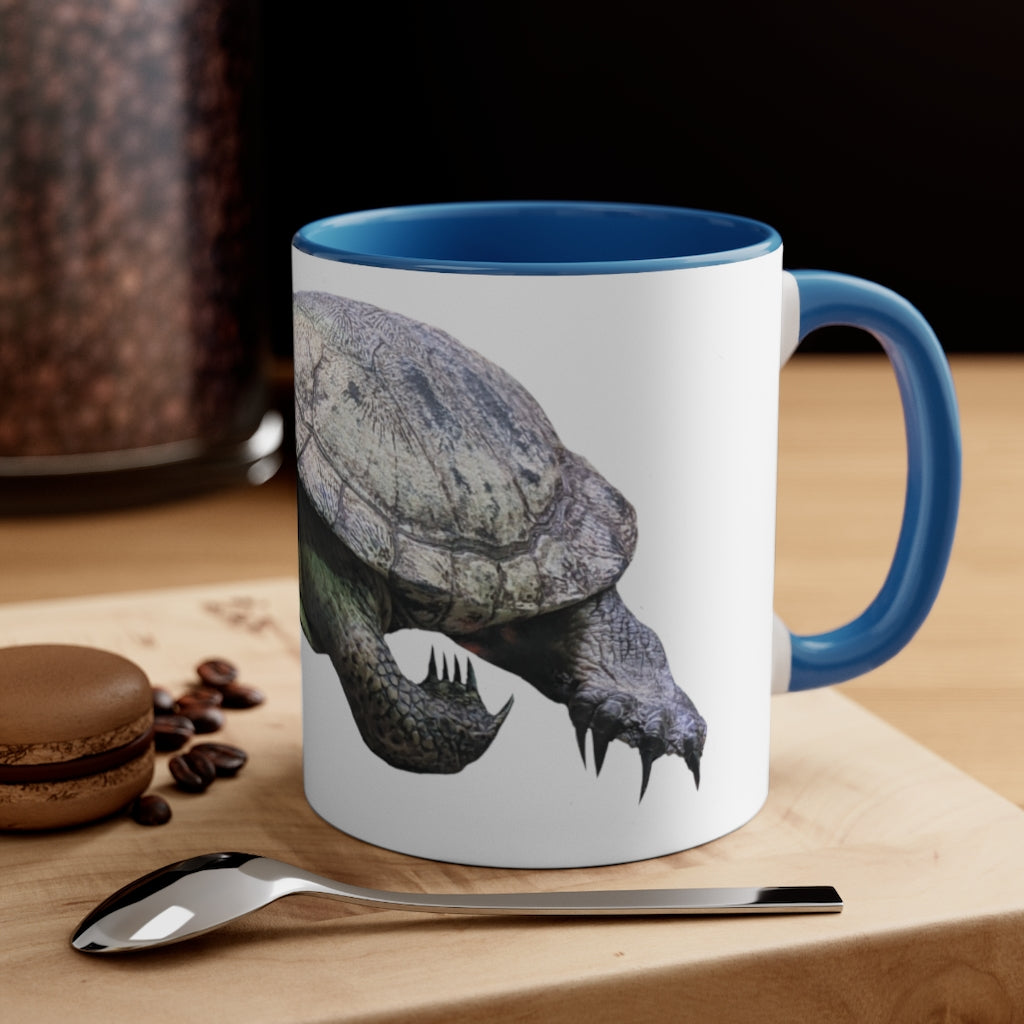 Turtle Accent Coffee Mug, 11oz with colorful interior and C-handle, showcasing a vibrant two-tone design.