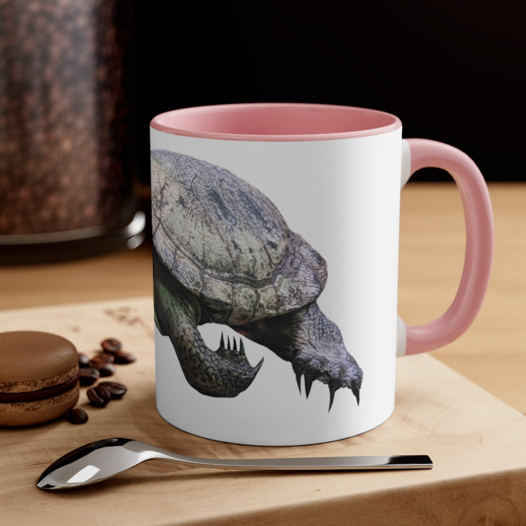 Turtle Accent Coffee Mug, 11oz with colorful interior and C-handle, showcasing a vibrant two-tone design.