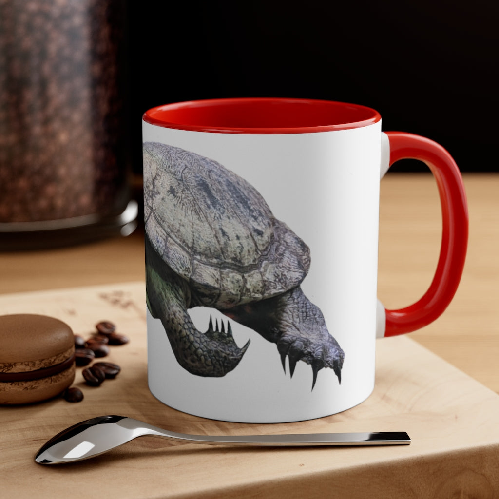 Turtle Accent Coffee Mug, 11oz with colorful interior and C-handle, showcasing a vibrant two-tone design.